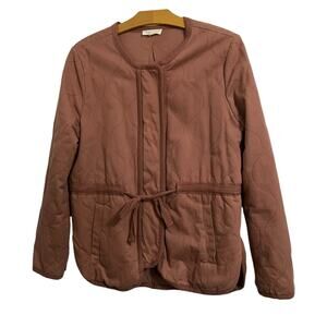 Promesa Slow Lane Quilted Barn Jacket Drawstring Waist Utility Clay Brown Size L